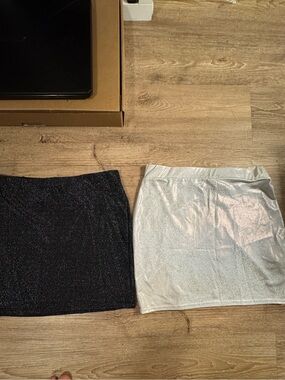 Sparkle Mini Skirt Duo — Black and Silver Shimmer